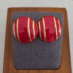 Monet Enamel Button Earrings